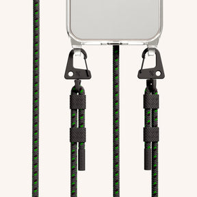 Phone Necklace with Carabiner Rope in Clear + Ash