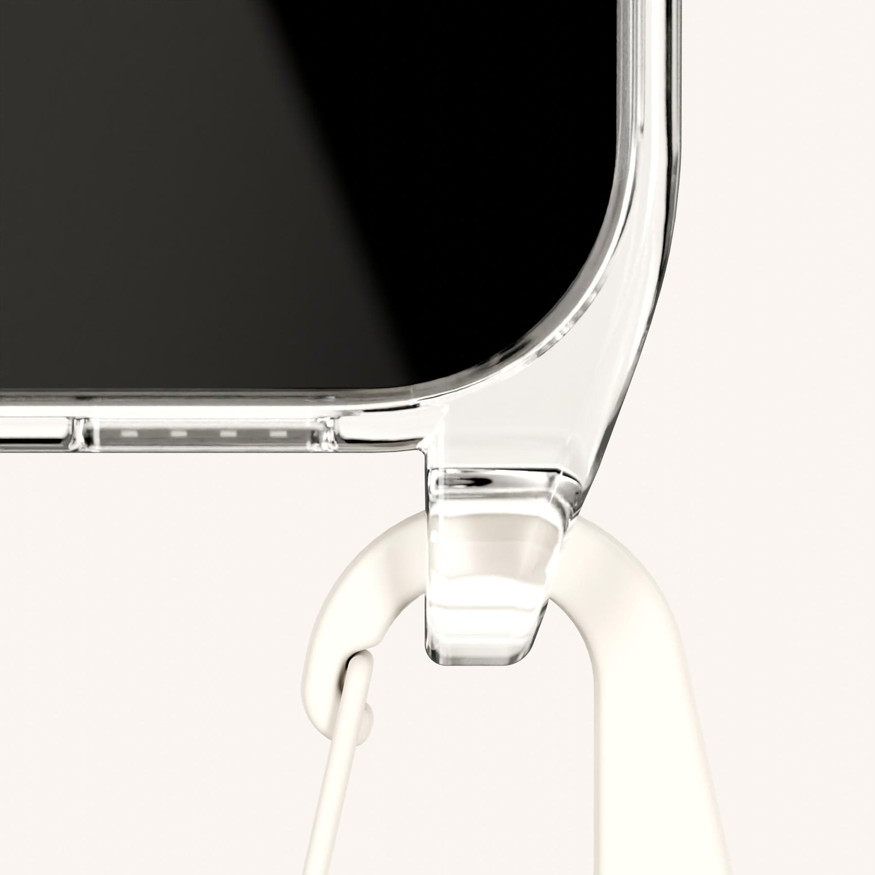 Handykette mit Karabinerband in Transparent + Kreideweiss
