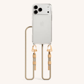 Phone Necklace with Carabiner Rope in Clear + Palm Springs