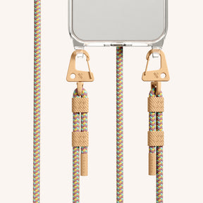 Phone Necklace with Carabiner Rope in Clear + Palm Springs
