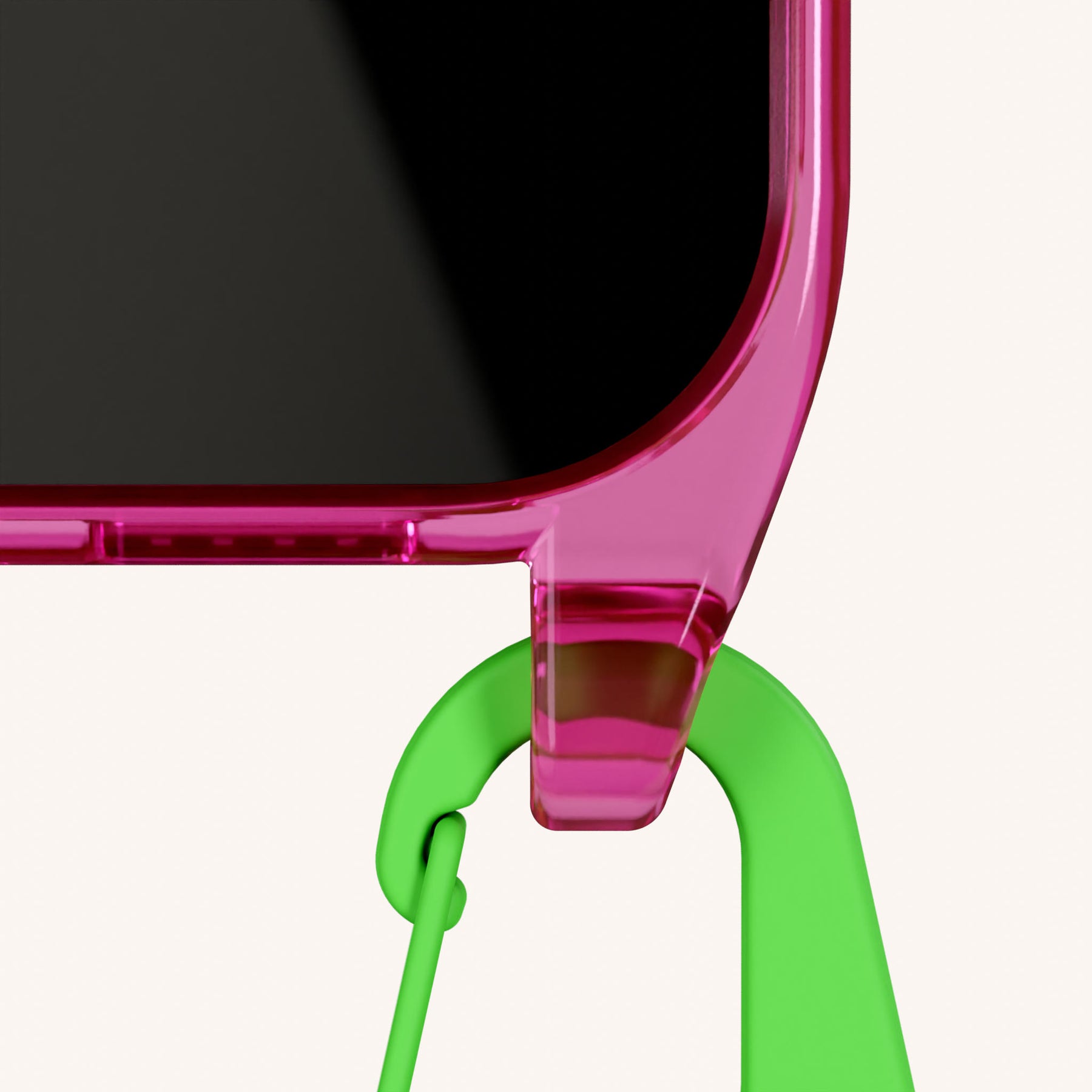 Phone Necklace with Carabiner Rope in Cyber Pink Clear + Acid