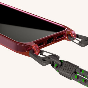 Phone Necklace with Carabiner Rope in Cyber Pink Clear + Ash