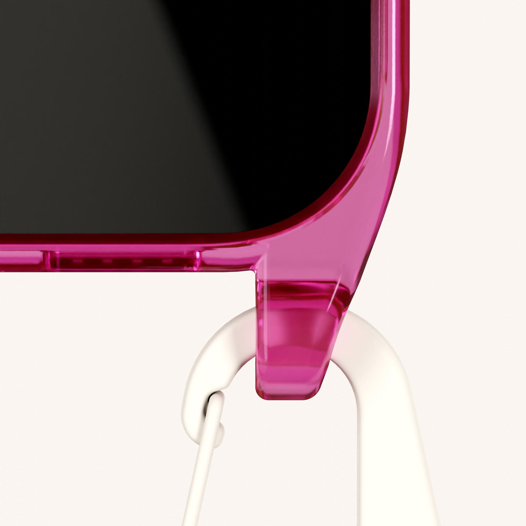 Phone Necklace with Carabiner Rope in Cyber Pink Clear + Chalk