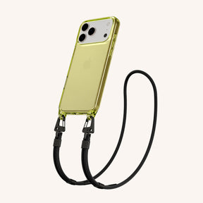 Phone Necklace with Carabiner Rope in Sunny Lime Clear + Black