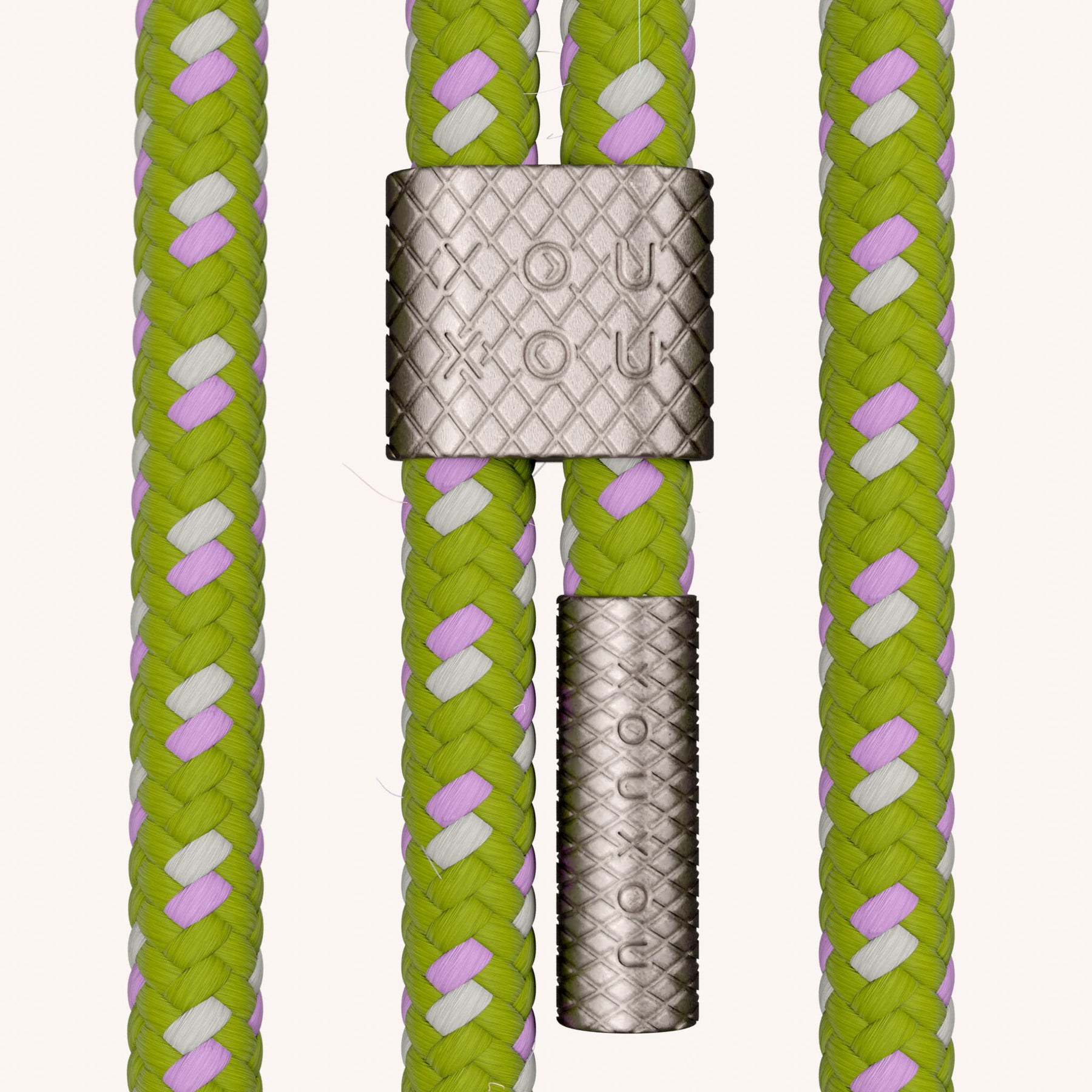 Phone Necklace with Carabiner Rope in Sunny Lime Clear + Spotted Olive