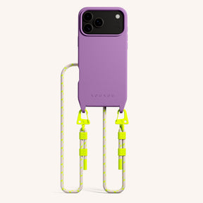 Phone Necklace with Carabiner Rope in Lavender + Neon Camouflage
