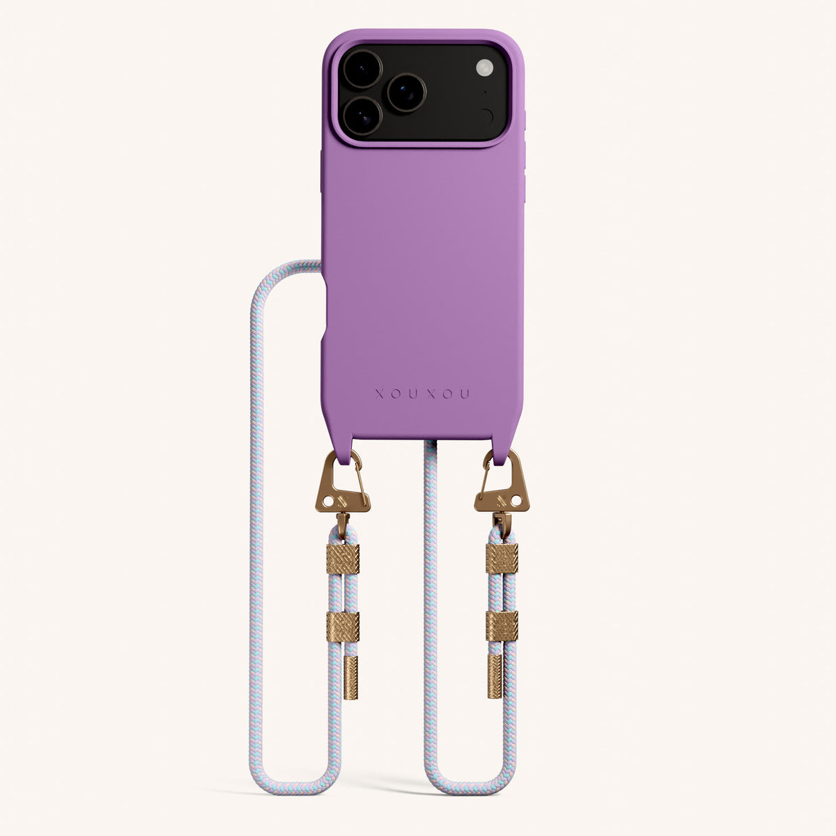 Phone Necklace with Carabiner Rope for iPhone 17 Pro with MagSafe in Lavender and Vibrant Total View | XOUXOU #phone model_iphone 17 pro