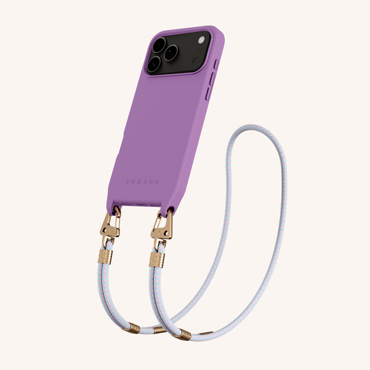 Phone Necklace with Carabiner Rope for iPhone 17 Pro with MagSafe in Lavender and Vibrant Total View | XOUXOU #phone model_iphone 17 pro