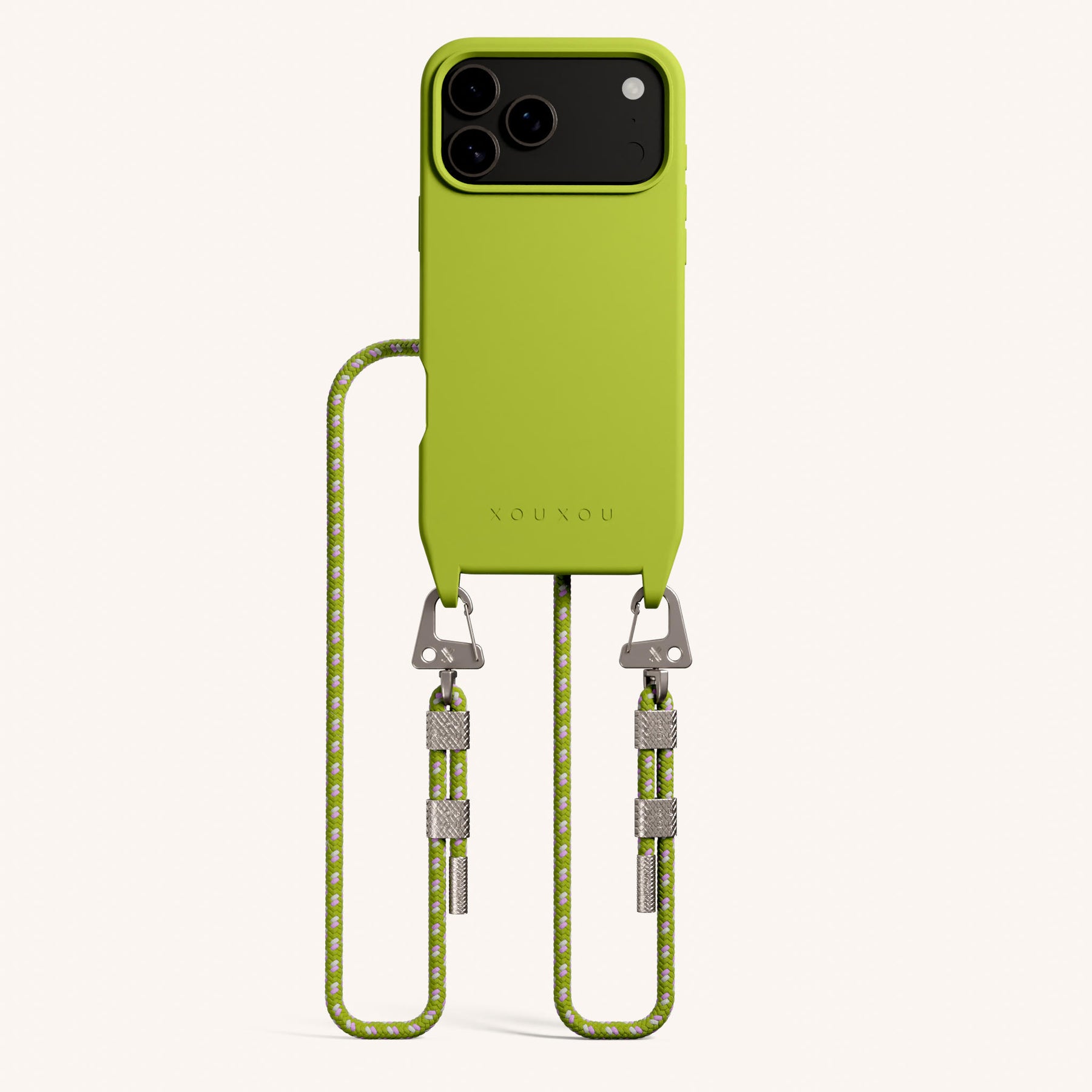 Phone Necklace with Carabiner Rope in Olive