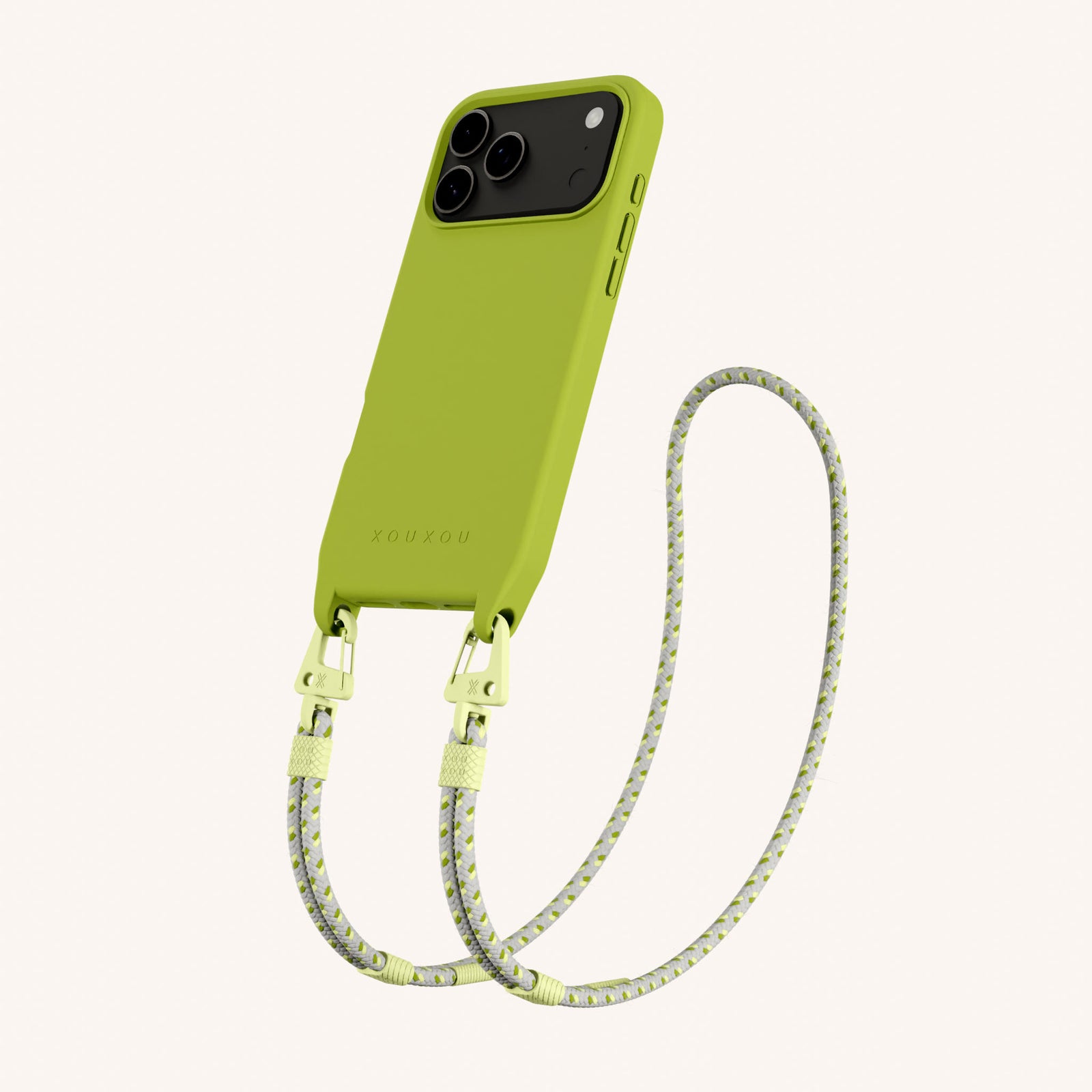 Phone Necklace with Carabiner Rope in Olive + Spotted Y2K