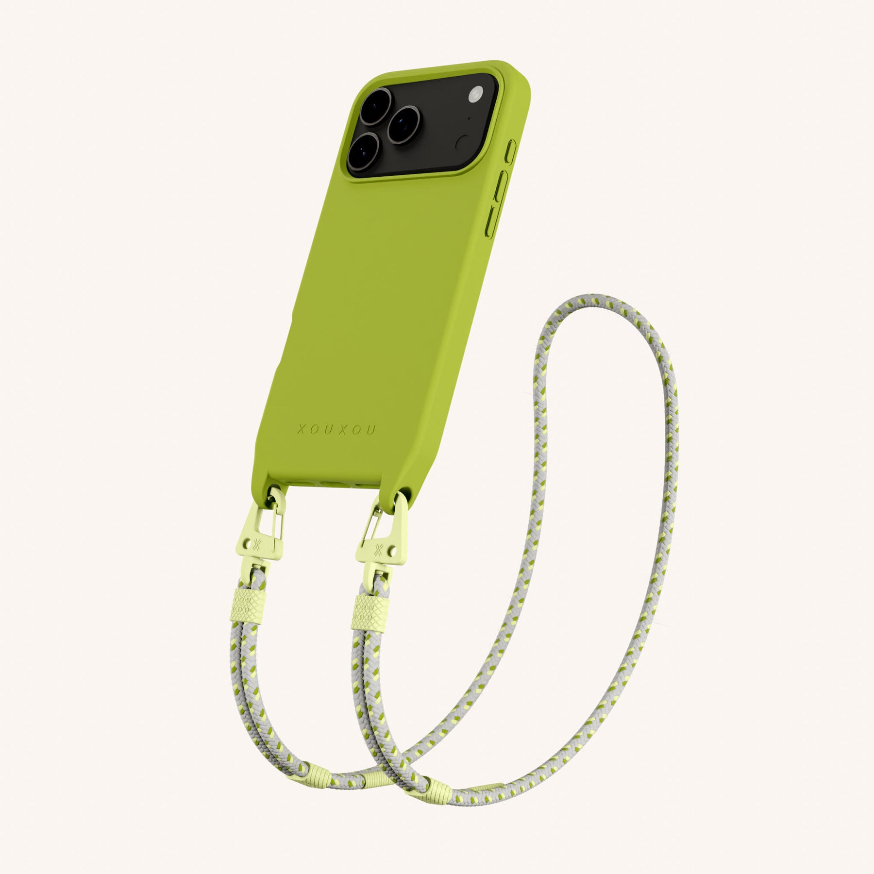 Phone Necklace with Carabiner Rope in Olive + Spotted Y2K