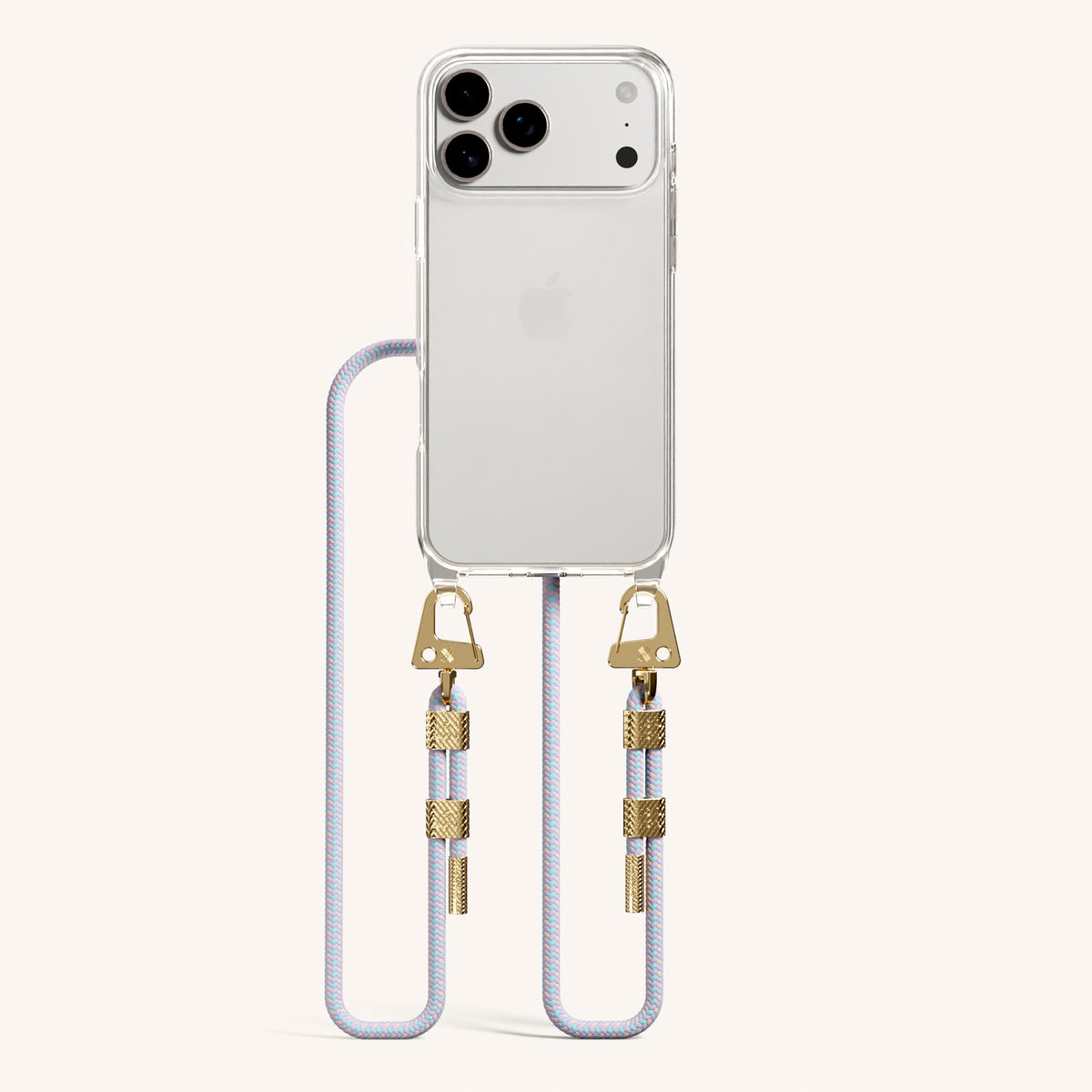 Phone Necklace with Carabiner Rope for iPhone 17 Pro without MagSafe in Clear and Vibrant Total View | XOUXOU #phone model_iphone 17 pro