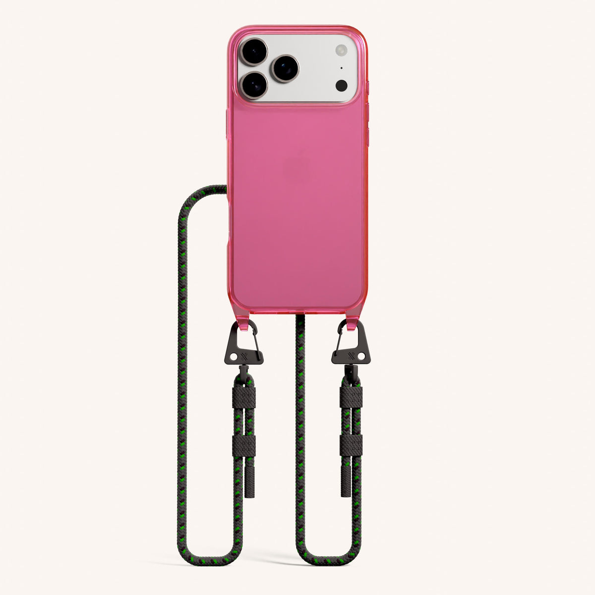 Phone Necklace with Carabiner Rope for iPhone 17 Pro without MagSafe in Cyber Total View | XOUXOU #phone model_iphone 17 pro