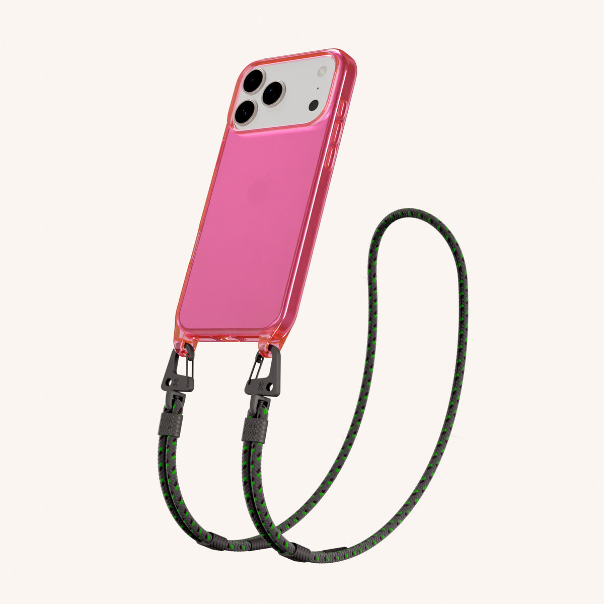 Phone Necklace with Carabiner Rope for iPhone 17 Pro without MagSafe in Cyber Total View | XOUXOU #phone model_iphone 17 pro
