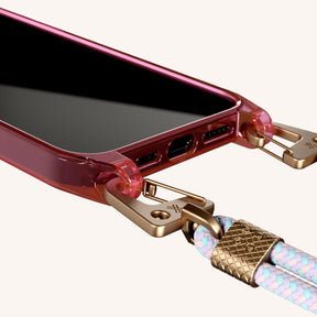 Phone Necklace with Carabiner Rope in Cyber Pink Clear + Vibrant Pastel