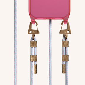 Phone Necklace with Carabiner Rope in Cyber Pink Clear + Vibrant Pastel