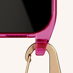 Phone Necklace with Carabiner Rope in Cyber Pink Clear + Vibrant Pastel