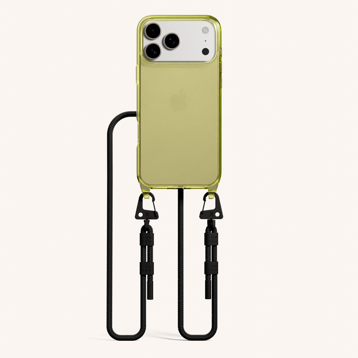 Phone Necklace with Carabiner Rope for iPhone 17 Pro without MagSafe in Sunny Total View | XOUXOU #phone model_iphone 17 pro