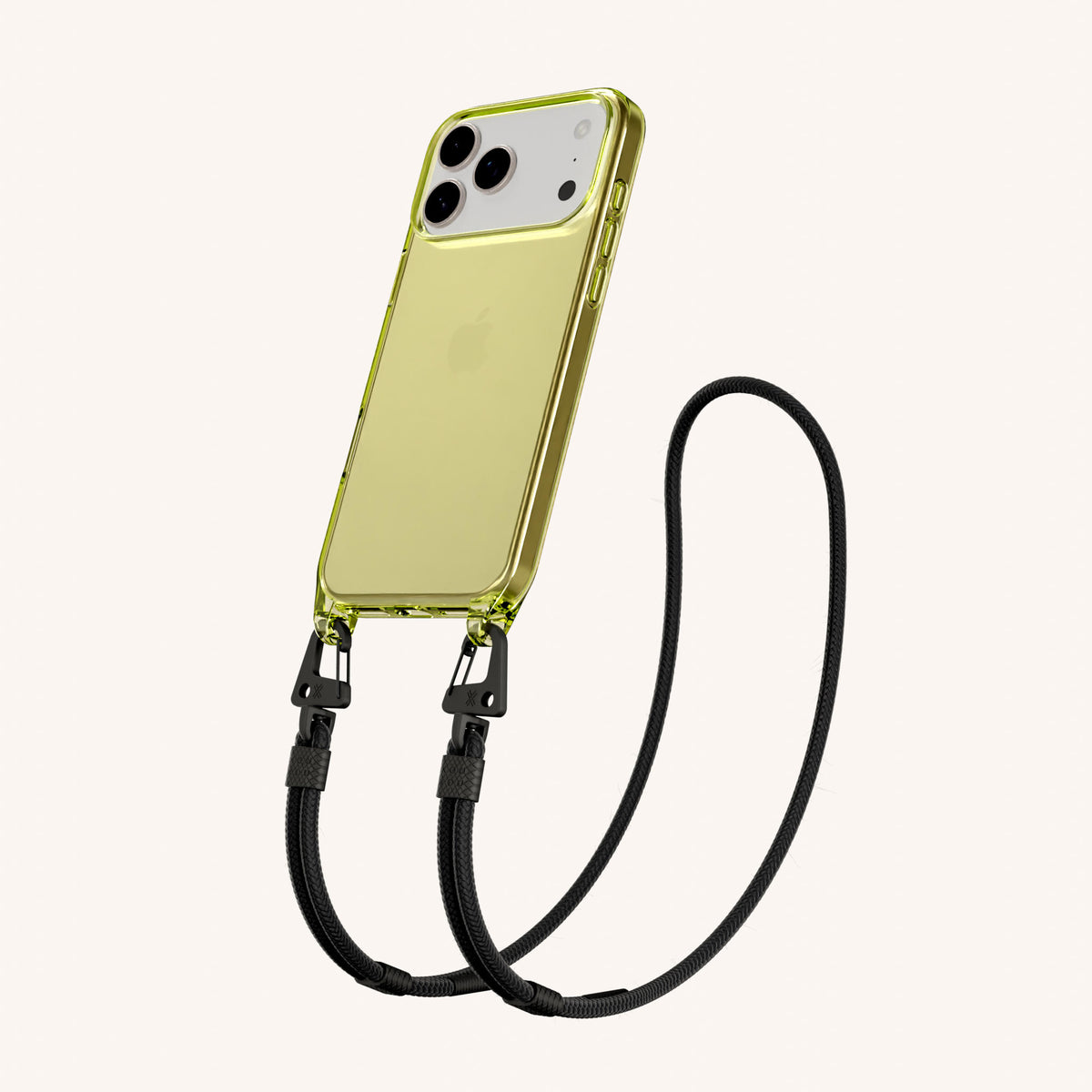 Phone Necklace with Carabiner Rope for iPhone 17 Pro without MagSafe in Sunny Total View | XOUXOU #phone model_iphone 17 pro
