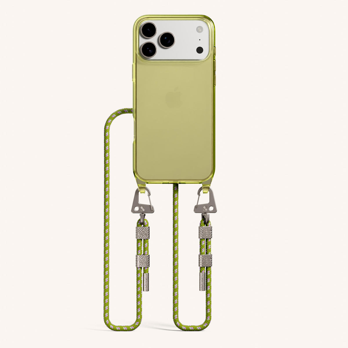 Phone Necklace with Carabiner Rope for iPhone 17 Pro without MagSafe in Sunny Total View | XOUXOU #phone model_iphone 17 pro
