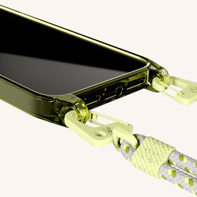 Phone Necklace with Carabiner Rope in Sunny Lime Clear + Spotted Y2K