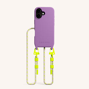 Phone Necklace with Carabiner Rope in Lavender + Neon Camouflage