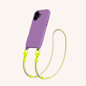 Phone Necklace with Carabiner Rope in Lavender + Neon Camouflage
