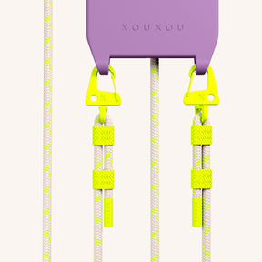 Phone Necklace with Carabiner Rope in Lavender + Neon Camouflage