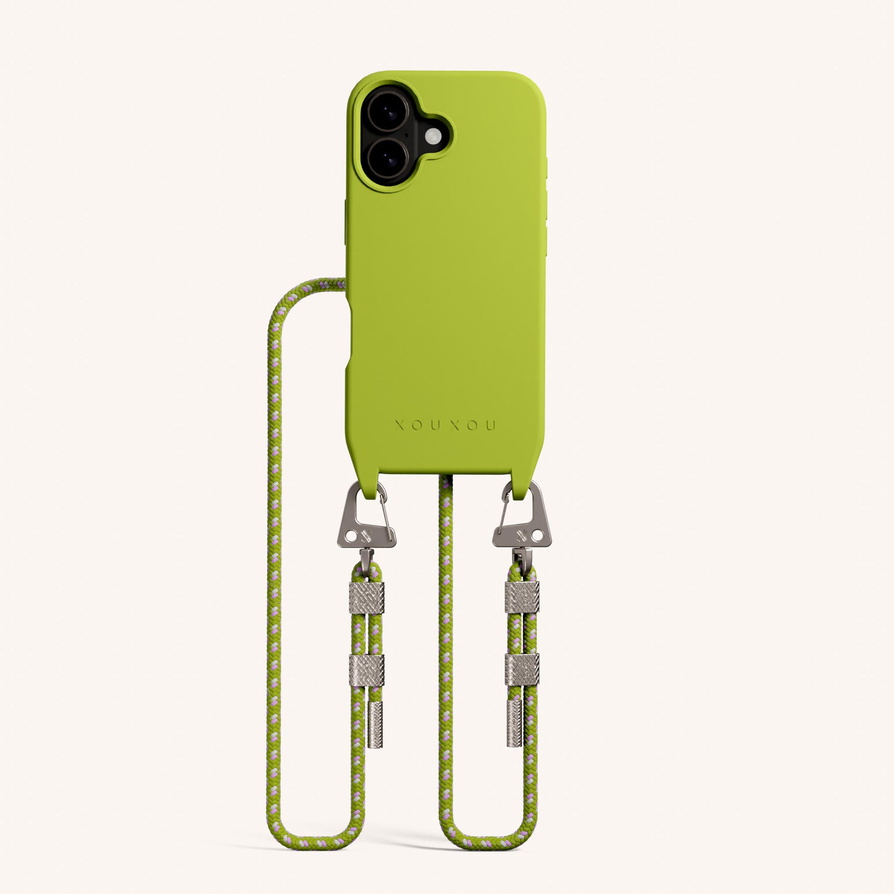 Phone Necklace with Carabiner Rope in Olive