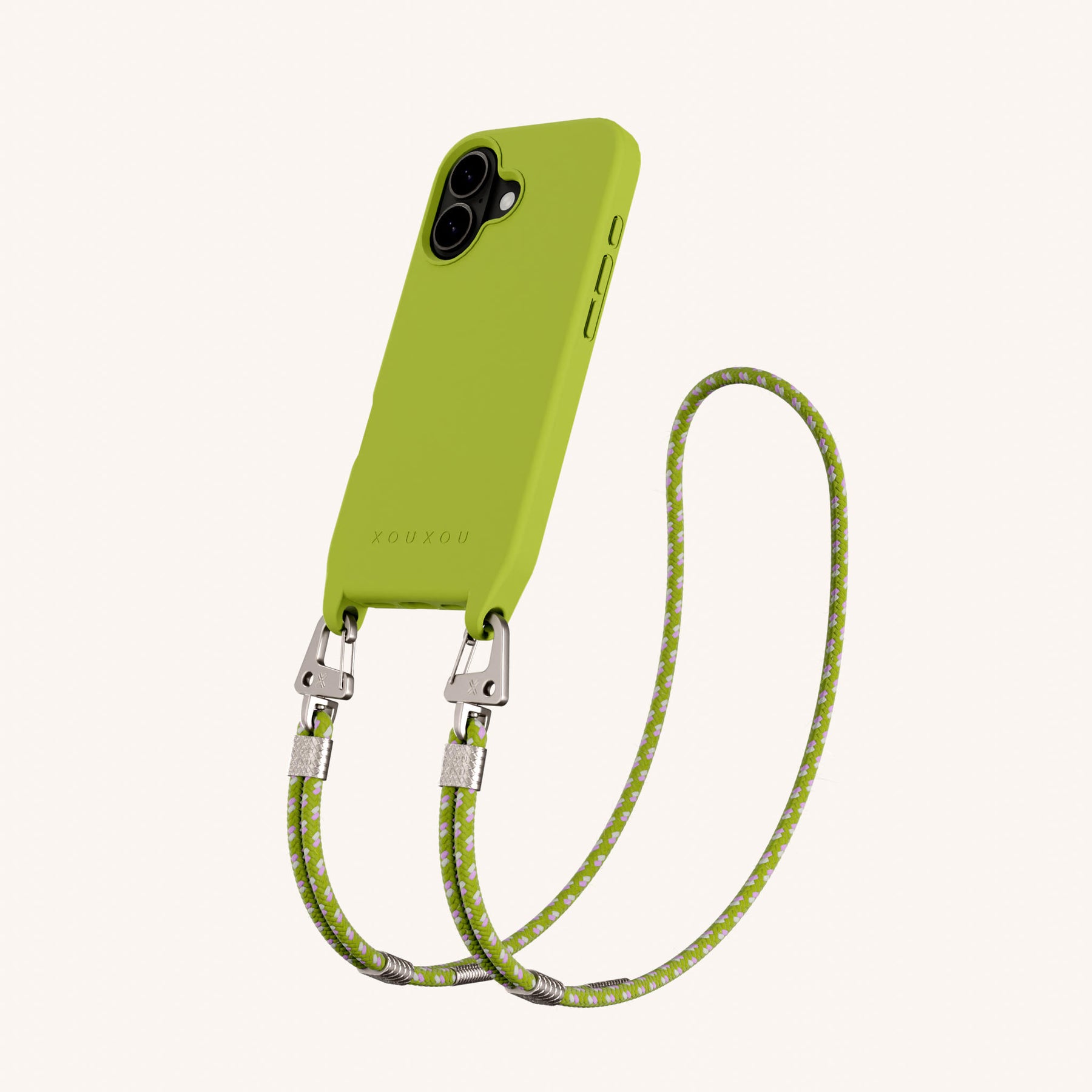 Phone Necklace with Carabiner Rope in Olive