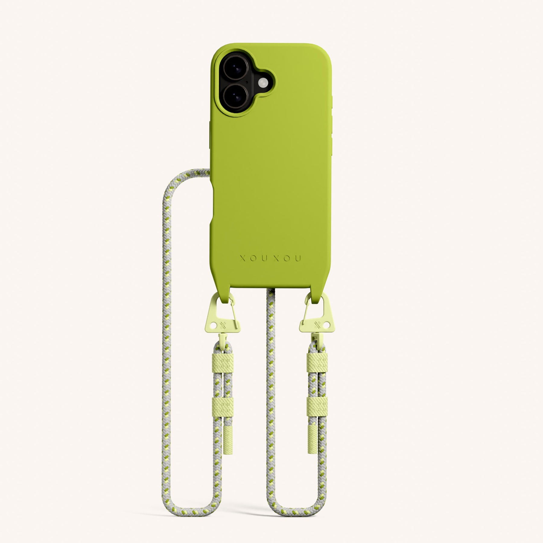 Phone Necklace with Carabiner Rope in Olive + Spotted Y2K