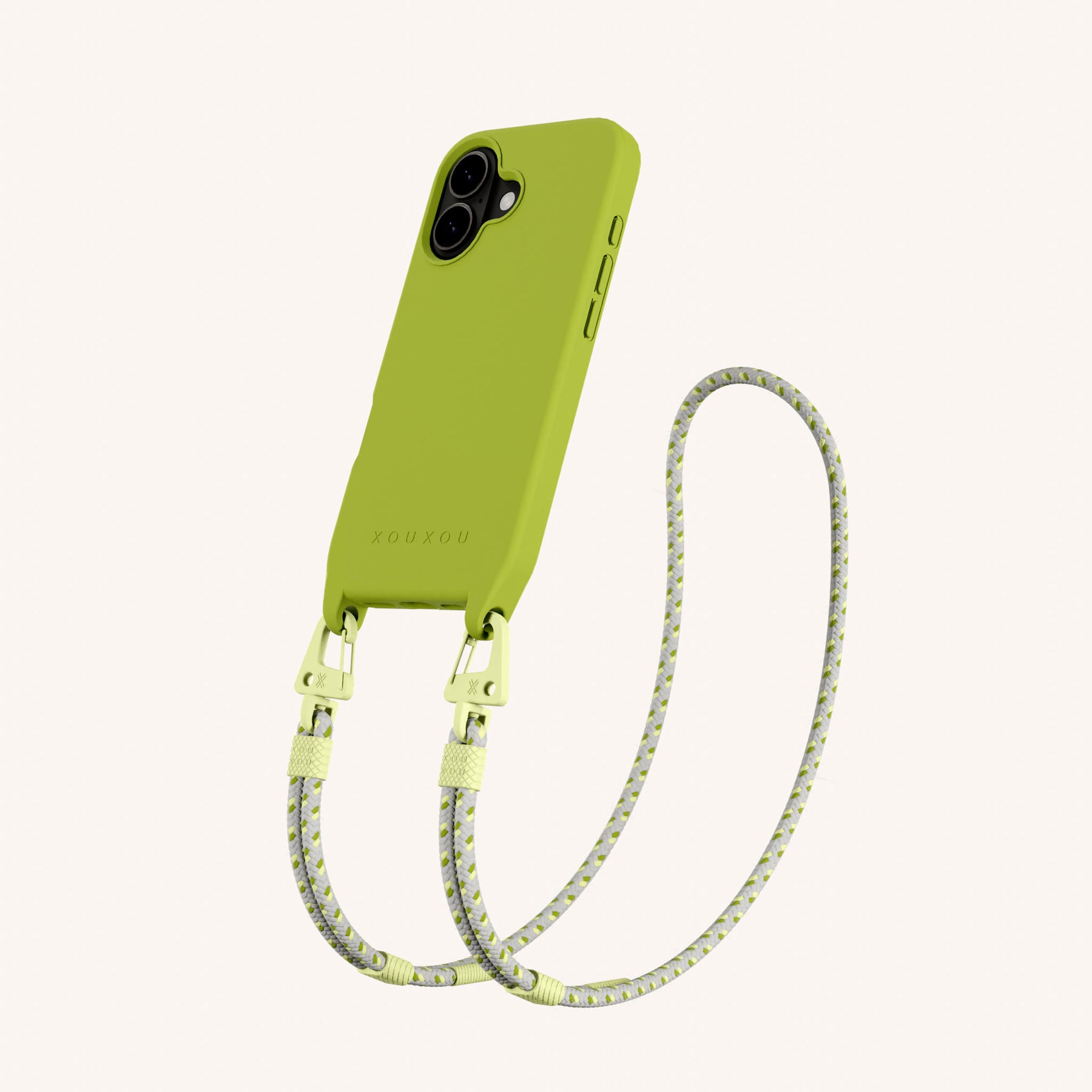 Phone Necklace with Carabiner Rope in Olive + Spotted Y2K