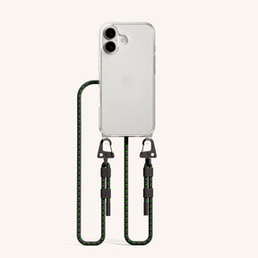 Phone Necklace with Carabiner Rope in Clear + Ash