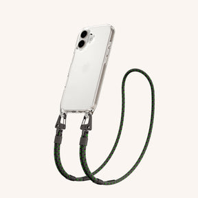 Phone Necklace with Carabiner Rope in Clear + Ash