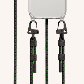 Phone Necklace with Carabiner Rope in Clear + Ash