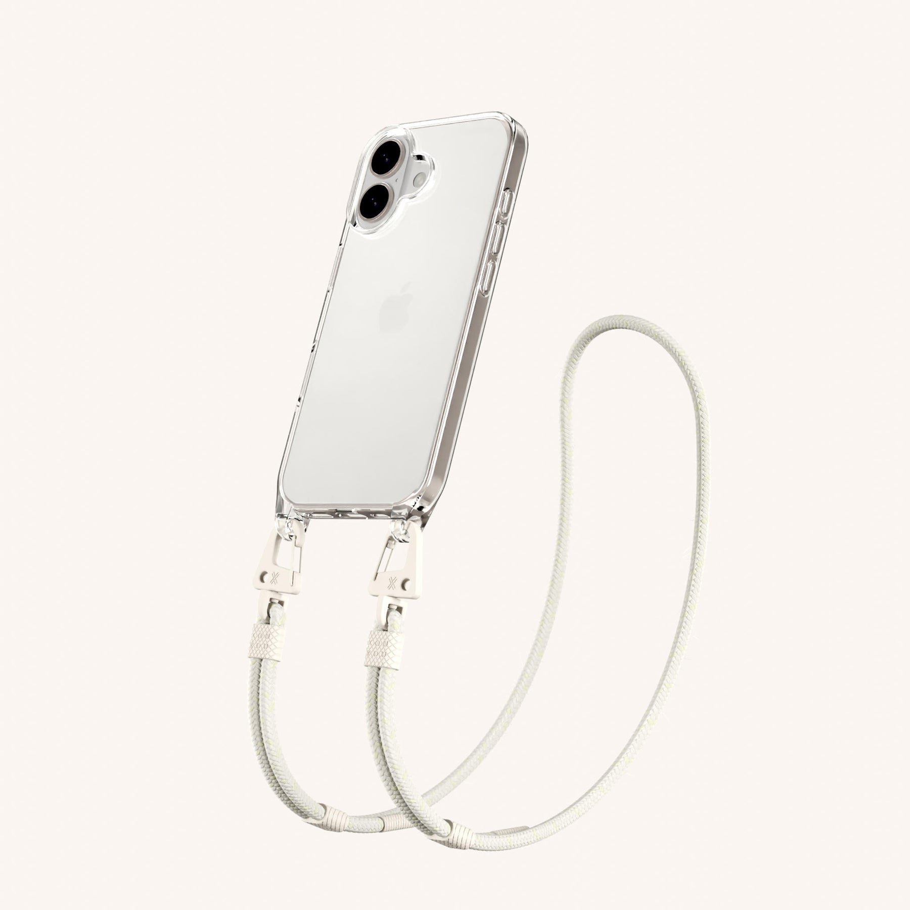 Handykette mit Karabinerband in Transparent + Kreideweiss