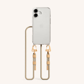 Phone Necklace with Carabiner Rope in Clear + Palm Springs