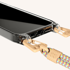 Phone Necklace with Carabiner Rope in Clear + Palm Springs