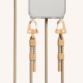 Phone Necklace with Carabiner Rope in Clear + Palm Springs