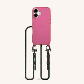 Phone Necklace with Carabiner Rope in Cyber Pink Clear + Ash