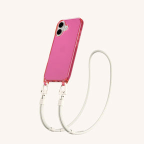 Phone Necklace with Carabiner Rope in Cyber Pink Clear + Chalk