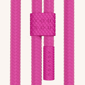 Phone Necklace with Carabiner Rope in Cyber Pink Clear + Power Pink