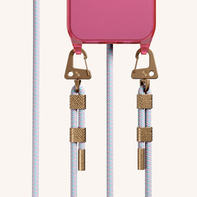 Phone Necklace with Carabiner Rope in Cyber Pink Clear + Vibrant Pastel