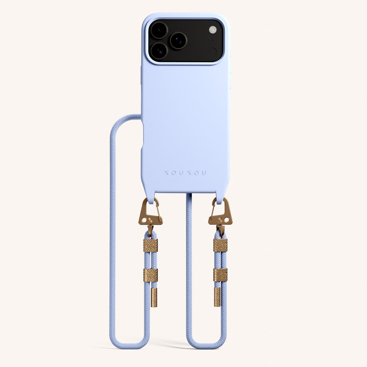 Phone Necklace with Carabiner Rope for iPhone 18 Pro Max with MagSafe in Baby Blue Total View | XOUXOU #phone model_iphone 18 pro max