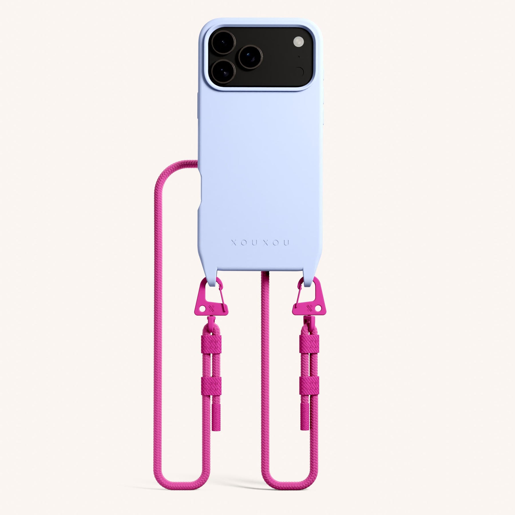 Cordon de téléphone avec corde en Baby Blue + Power Pink