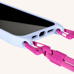 Cordon de téléphone avec corde en Baby Blue + Power Pink