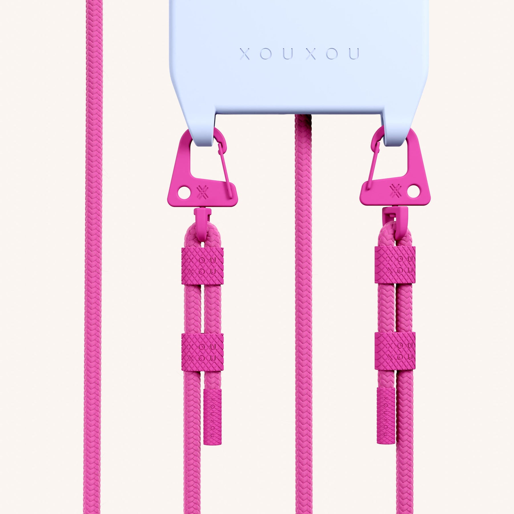 Cordon de téléphone avec corde en Baby Blue + Power Pink