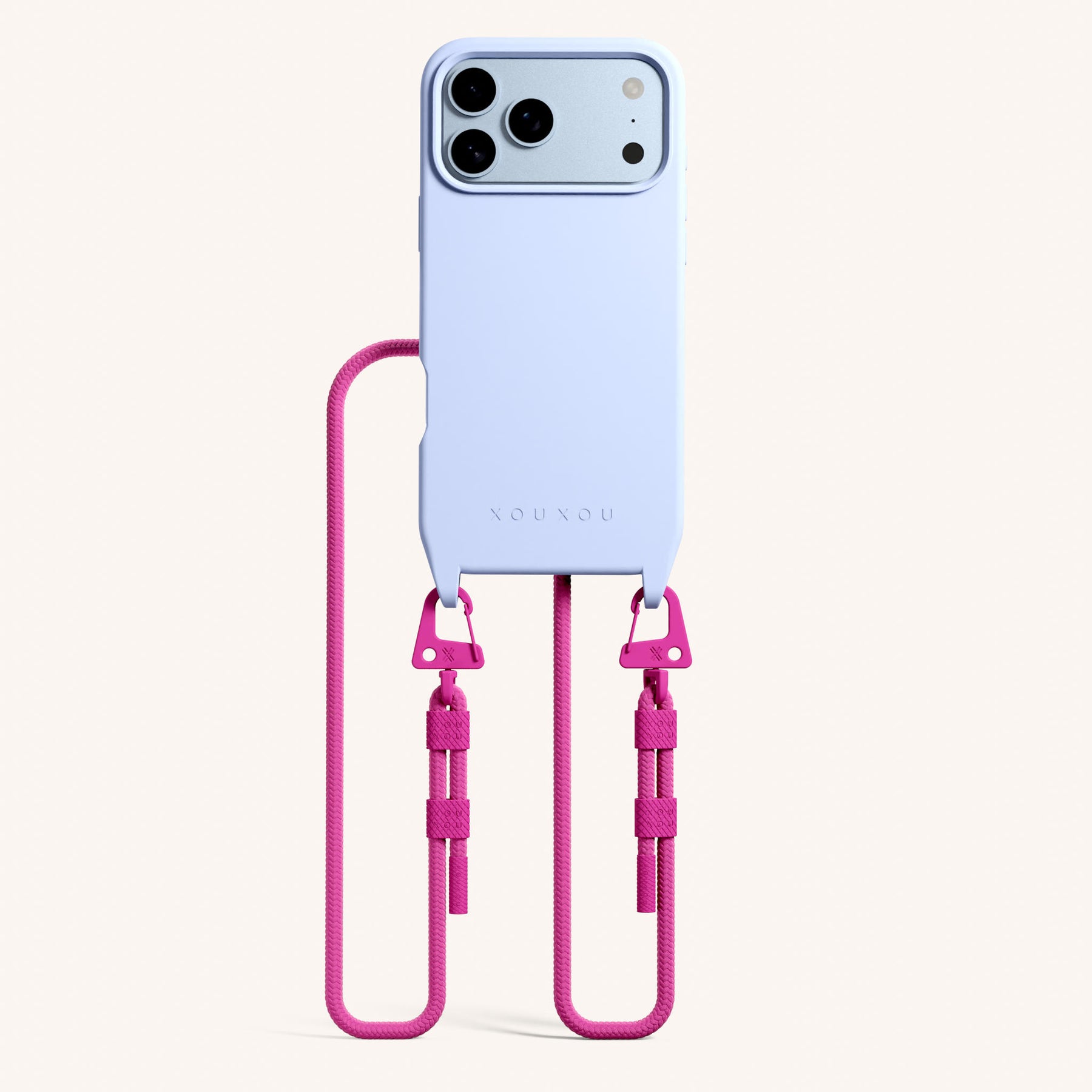 Cordon de téléphone avec corde en Baby Blue + Power Pink