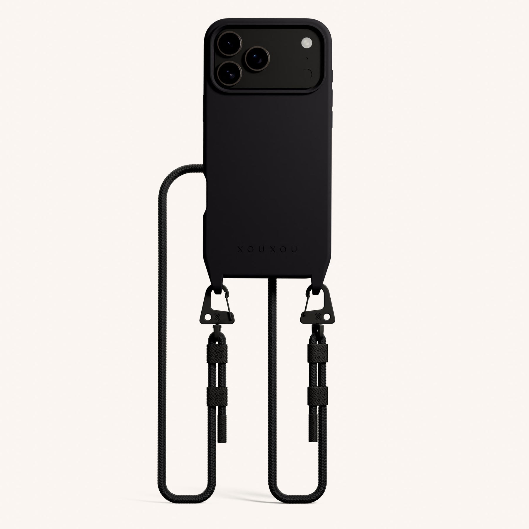 Handykette mit Karabinerband in Schwarz