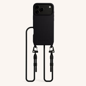 Handykette mit Karabinerband in Schwarz